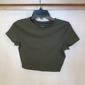 Women's Army Green Fitted Crop Top